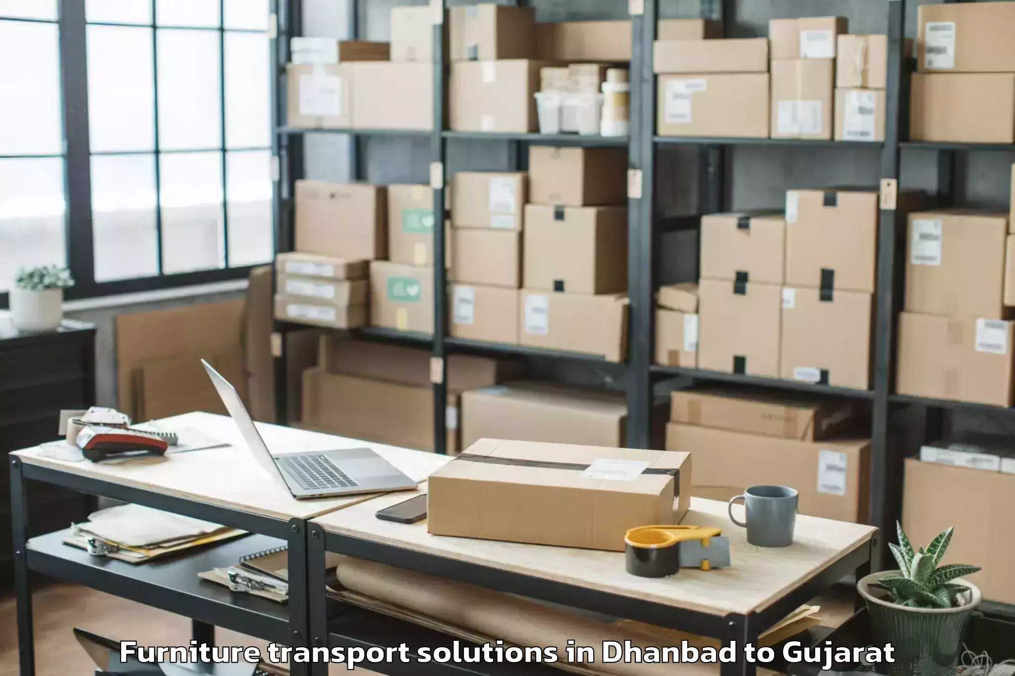 Book Dhanbad to Kachchh Furniture Transport Solutions Online